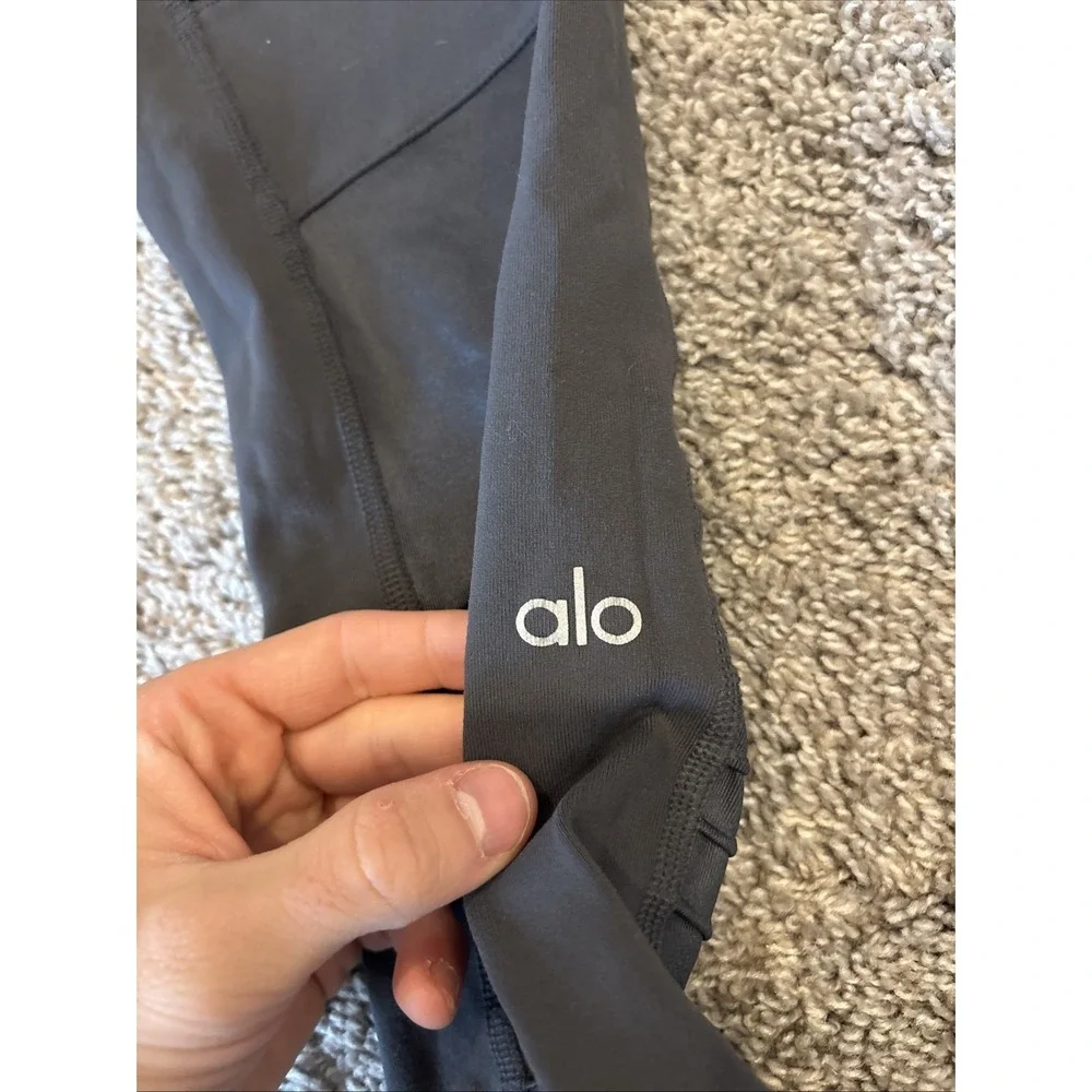Alo Yoga Moto Leggings Womens Size Small High-Waist High Waisted Stretch Gray
